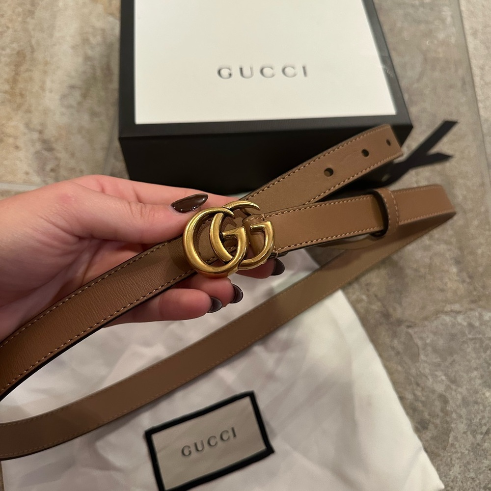 Gucci Brown Leather Belt with Gold GG Buckle